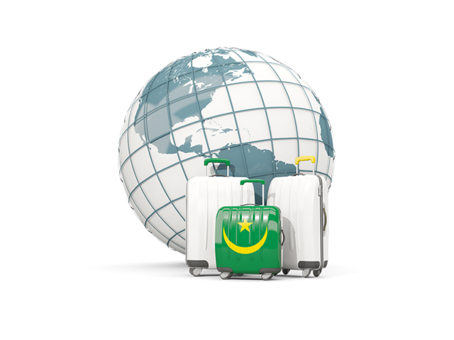 Bags on top of globe. Download flag icon of Mauritania at PNG format