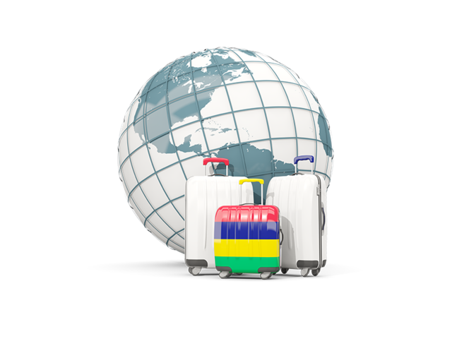 Bags on top of globe. Download flag icon of Mauritius at PNG format