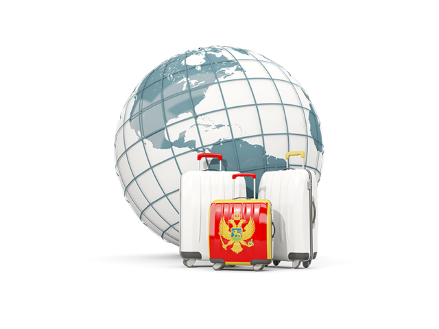 Bags on top of globe. Download flag icon of Montenegro at PNG format