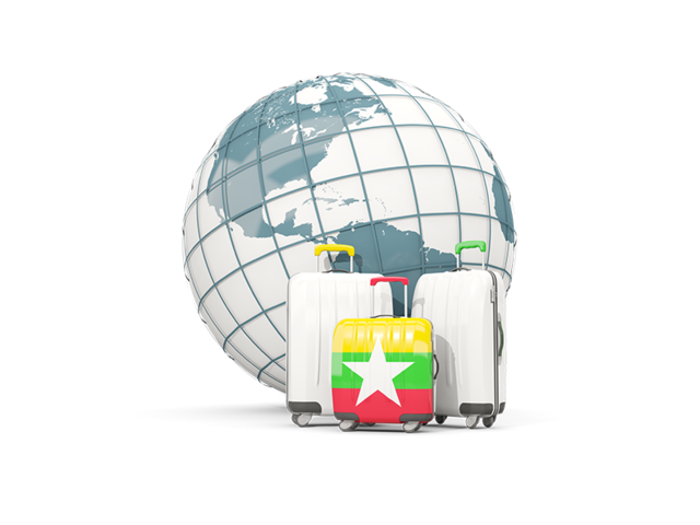 Bags on top of globe. Download flag icon of Myanmar at PNG format