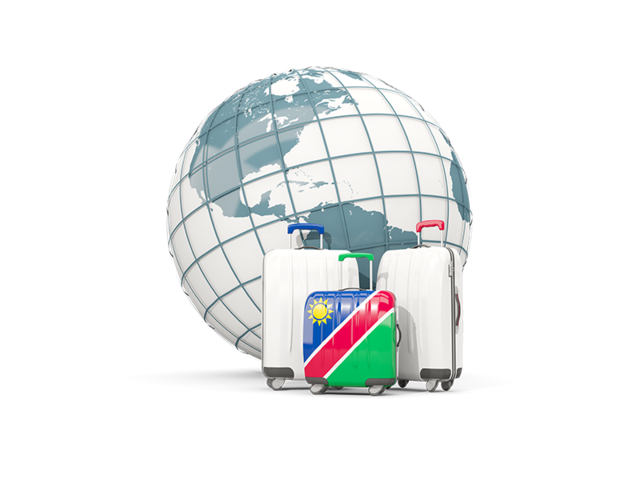 Bags on top of globe. Download flag icon of Namibia at PNG format