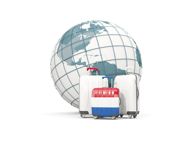 Bags on top of globe. Download flag icon of Netherlands at PNG format