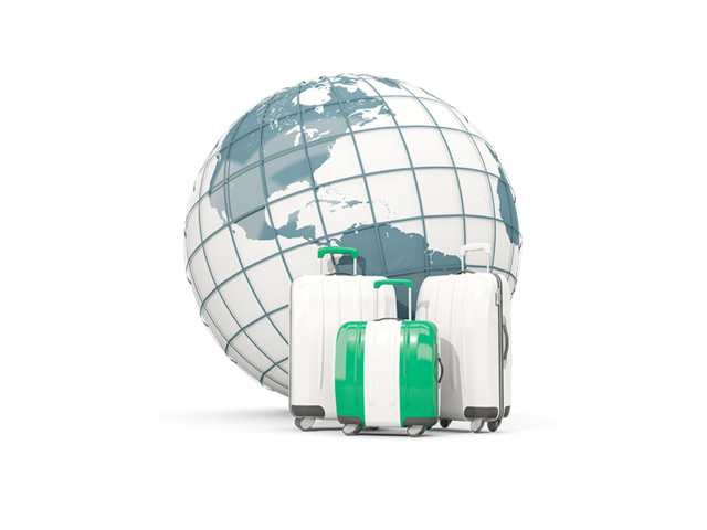 Bags on top of globe. Download flag icon of Nigeria at PNG format