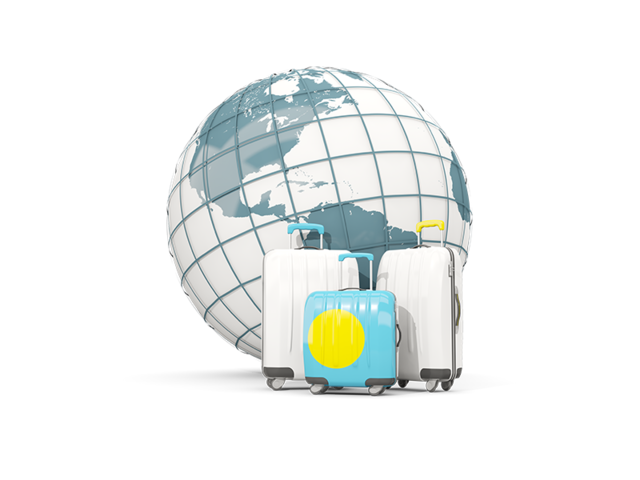 Bags on top of globe. Download flag icon of Palau at PNG format