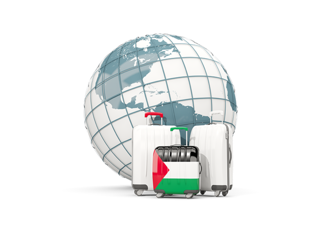 Bags on top of globe. Download flag icon of Palestinian territories at PNG format