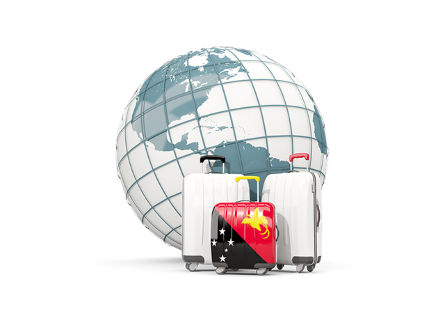 Bags on top of globe. Download flag icon of Papua New Guinea at PNG format