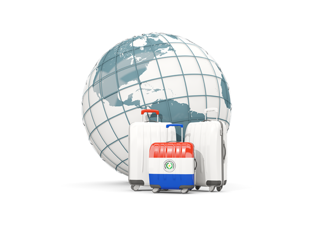 Bags on top of globe. Download flag icon of Paraguay at PNG format