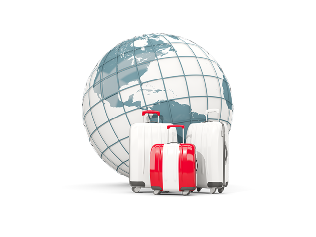 Bags on top of globe. Download flag icon of Peru at PNG format