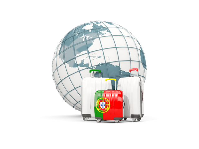 Bags on top of globe. Download flag icon of Portugal at PNG format