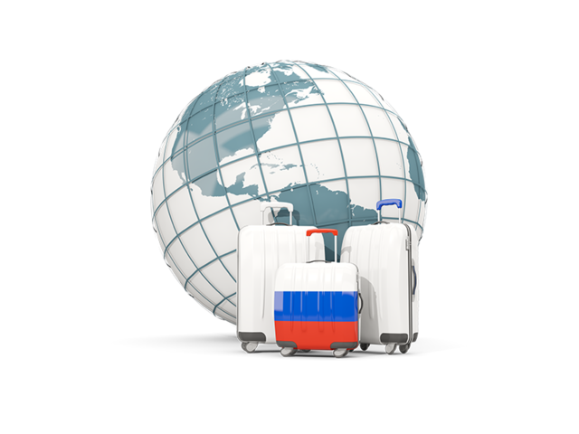 Bags on top of globe. Download flag icon of Russia at PNG format