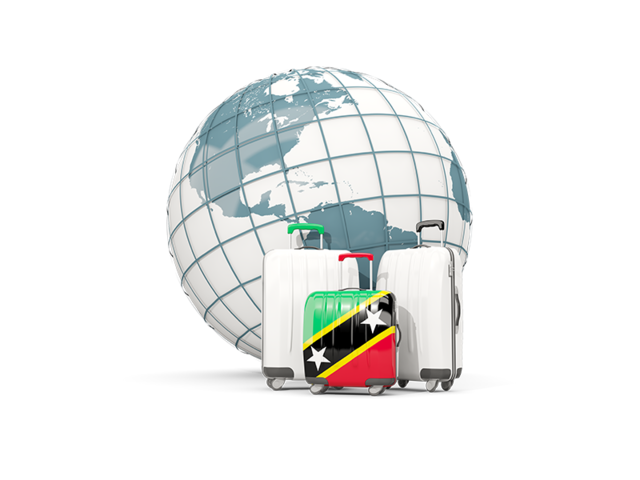 Bags on top of globe. Download flag icon of Saint Kitts and Nevis at PNG format