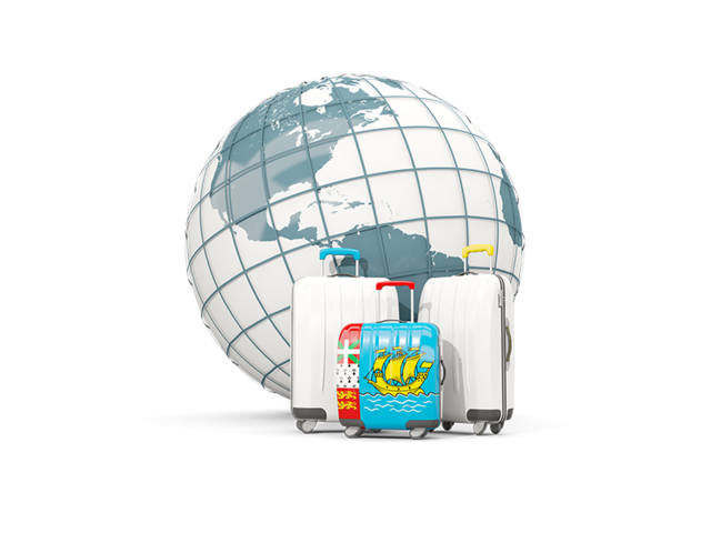 Bags on top of globe. Download flag icon of Saint Pierre and Miquelon at PNG format