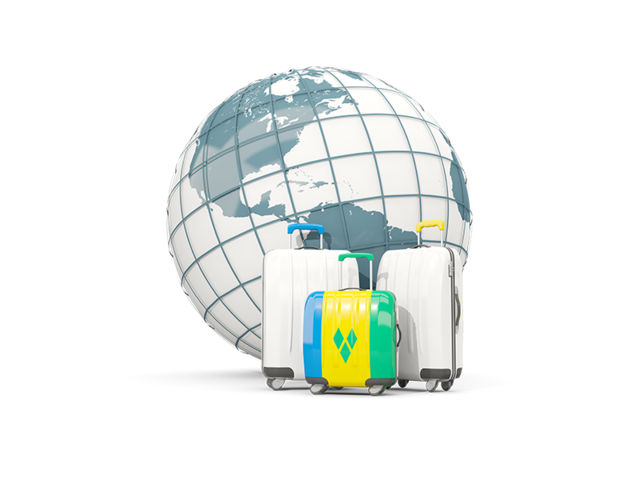 Bags on top of globe. Download flag icon of Saint Vincent and the Grenadines at PNG format