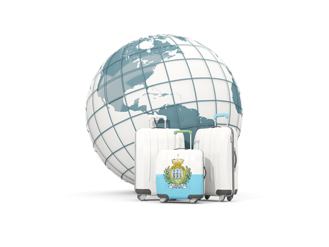 Bags on top of globe. Download flag icon of San Marino at PNG format