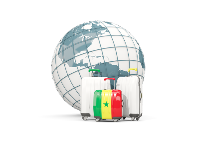 Bags on top of globe. Download flag icon of Senegal at PNG format