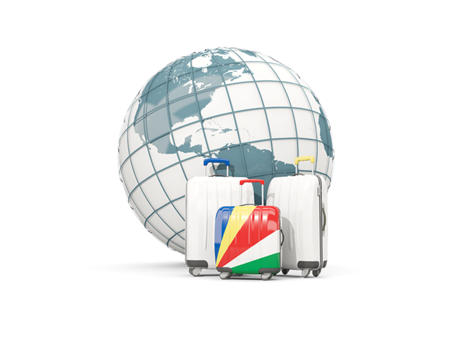 Bags on top of globe. Download flag icon of Seychelles at PNG format
