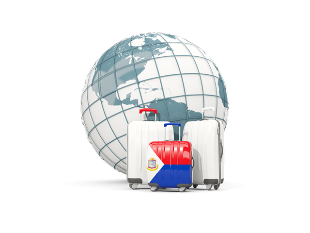 Bags on top of globe. Download flag icon of Sint Maarten at PNG format