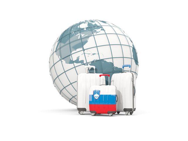 Bags on top of globe. Download flag icon of Slovenia at PNG format