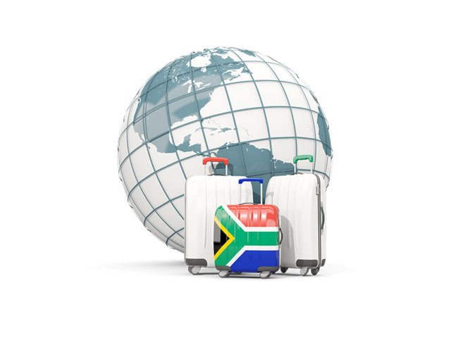 Bags on top of globe. Download flag icon of South Africa at PNG format