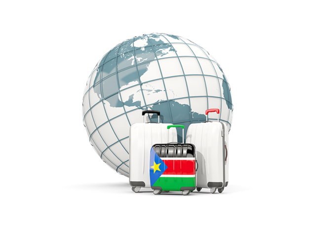 Bags on top of globe. Download flag icon of South Sudan at PNG format