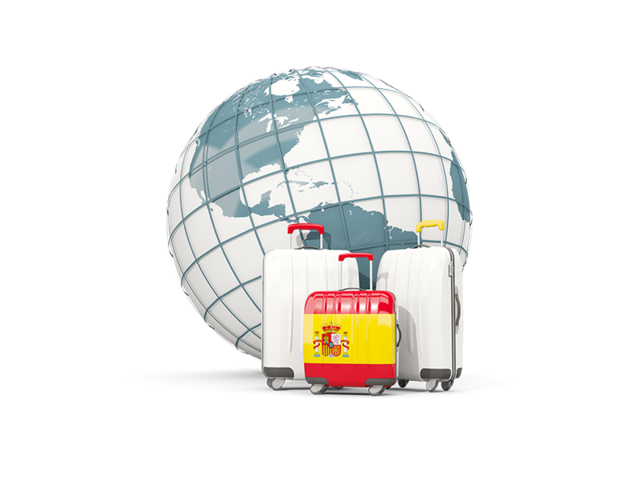 Bags on top of globe. Download flag icon of Spain at PNG format
