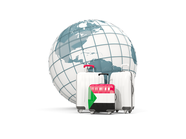 Bags on top of globe. Download flag icon of Sudan at PNG format