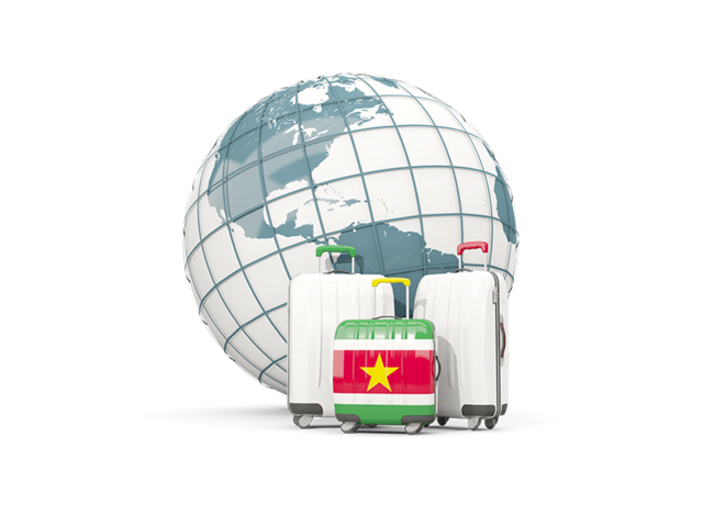 Bags on top of globe. Download flag icon of Suriname at PNG format