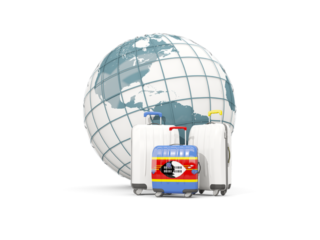 Bags on top of globe. Download flag icon of Swaziland at PNG format