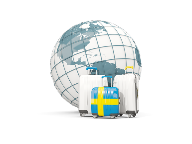 Bags on top of globe. Download flag icon of Sweden at PNG format