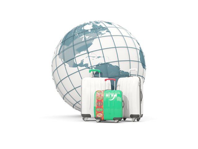 Bags on top of globe. Download flag icon of Turkmenistan at PNG format