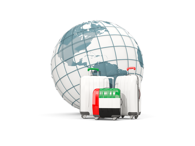 Bags on top of globe. Download flag icon of United Arab Emirates at PNG format