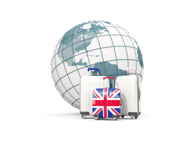 Bags on top of globe. Download flag icon of United Kingdom at PNG format