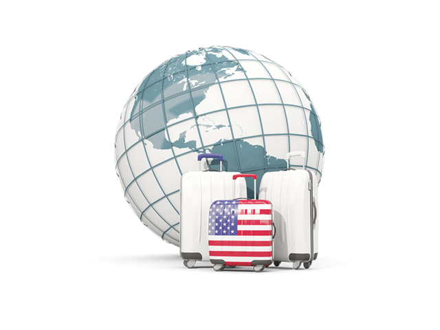 Bags on top of globe. Download flag icon of United States of America at PNG format