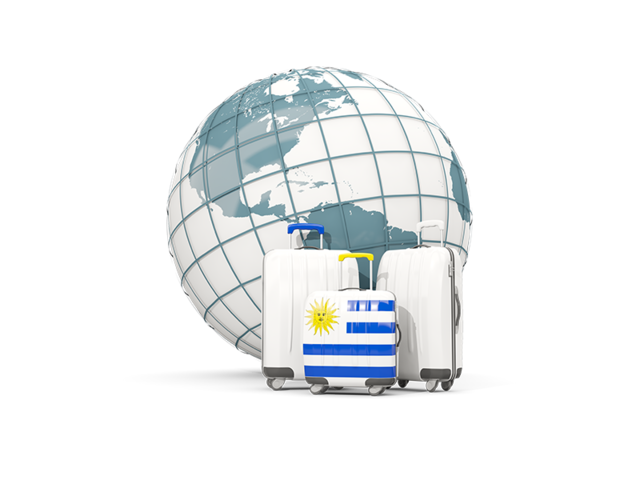 Bags on top of globe. Download flag icon of Uruguay at PNG format