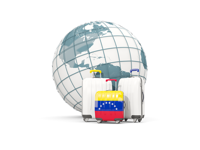 Bags on top of globe. Download flag icon of Venezuela at PNG format