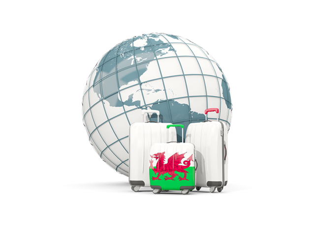 Bags on top of globe. Download flag icon of Wales at PNG format