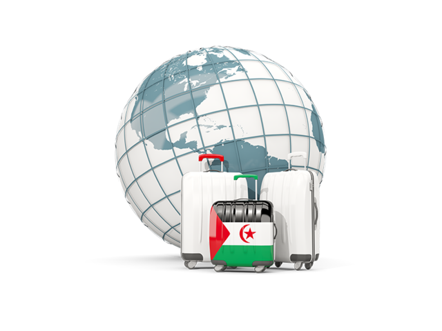 Bags on top of globe. Download flag icon of Western Sahara at PNG format