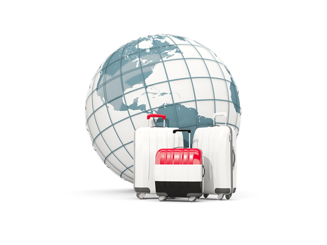 Bags on top of globe. Download flag icon of Yemen at PNG format