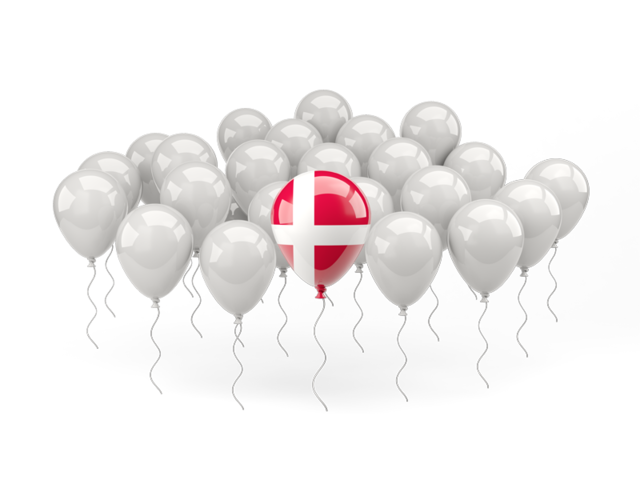 Воздушный шар с флагом. Скачать флаг. Дания