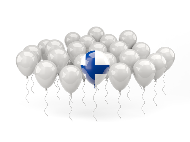 Воздушный шар с флагом. Скачать флаг. Финляндия