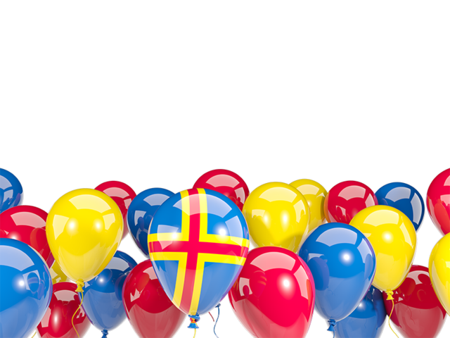 Balloons bottom frame. Download flag icon of Aland Islands at PNG format
