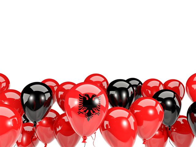 Balloons bottom frame. Download flag icon of Albania at PNG format