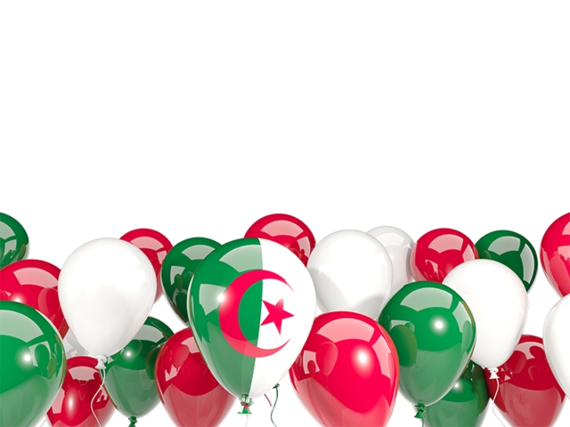 Balloons bottom frame. Download flag icon of Algeria at PNG format