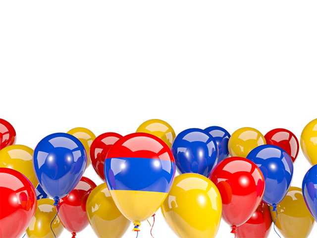 Balloons bottom frame. Download flag icon of Armenia at PNG format