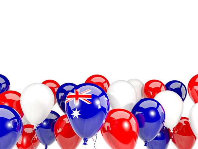 Balloons bottom frame. Download flag icon of Australia at PNG format