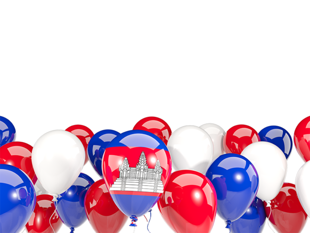 Balloons bottom frame. Download flag icon of Cambodia at PNG format