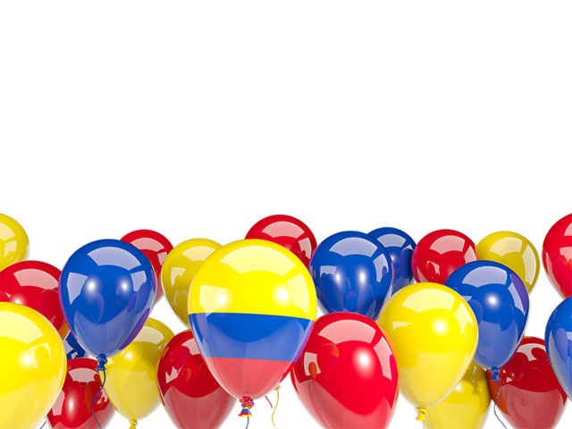 Balloons bottom frame. Download flag icon of Colombia at PNG format