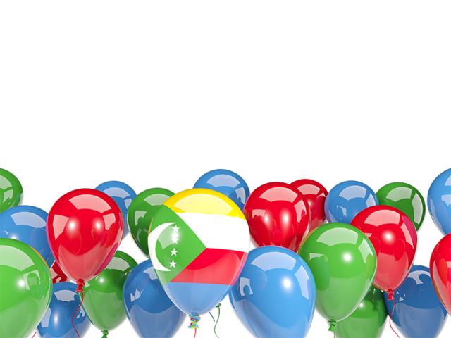 Balloons bottom frame. Download flag icon of Comoros at PNG format