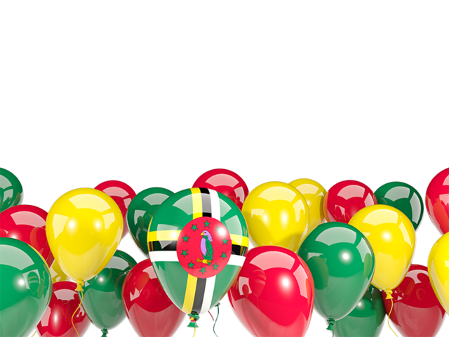 Balloons bottom frame. Download flag icon of Dominica at PNG format