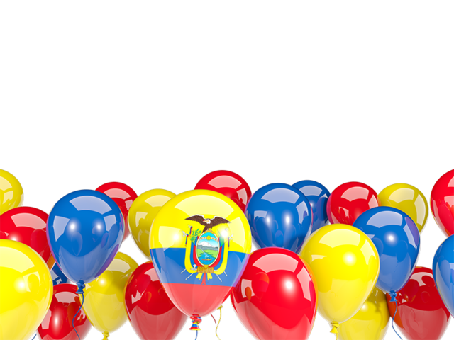 Balloons bottom frame. Download flag icon of Ecuador at PNG format